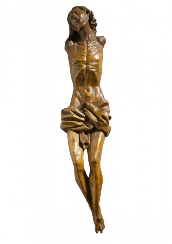 Christ Crucifié sculpture en bois de tilleul - Lombardie, fin de XVe siécle